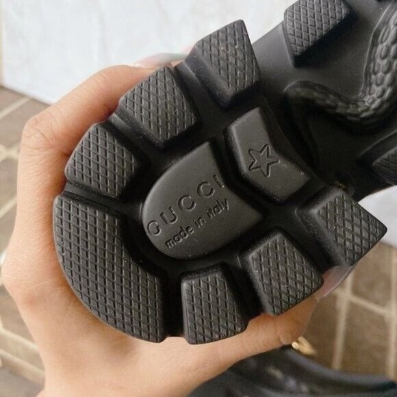 Gucci Horsebit Trip Lug Platform Heel Knee High Waterproof Rain Boot Black EU 37 - Picture 11 of 16